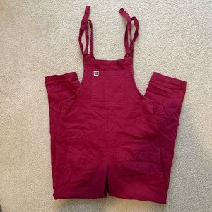 Lucy and Yak Maroon Cotton Dungarees